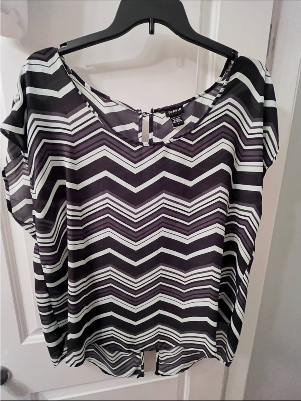 Torrid Black and light blue Chevron Top